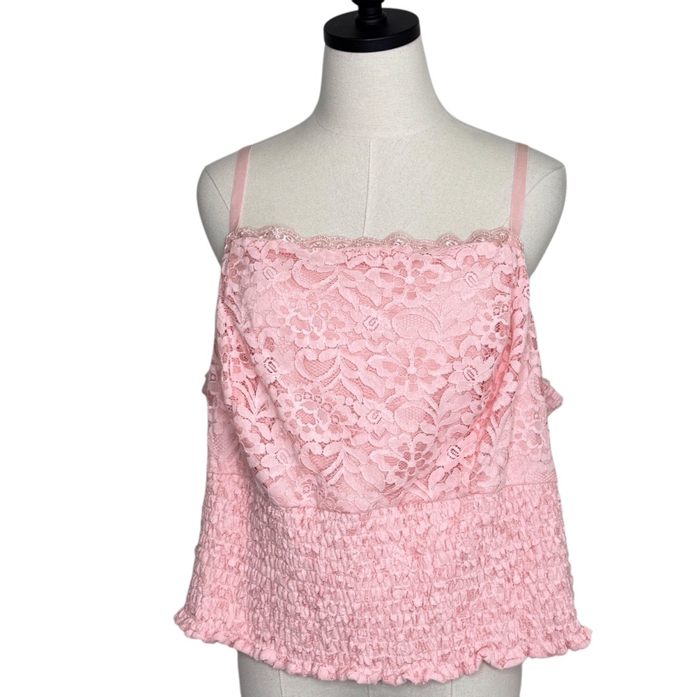 torrid Crop Square Neck Smocked Top Impatient Pink Size 3 (3X)
